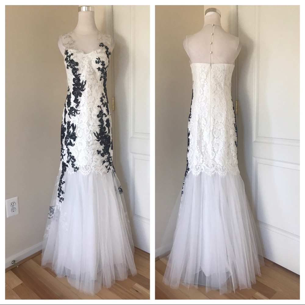 Teri Jon Lace Illusion Neck Gown